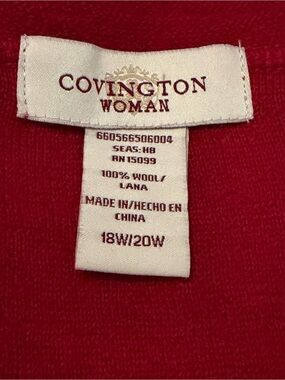 Covington Woman Bright Red Wool Sweater